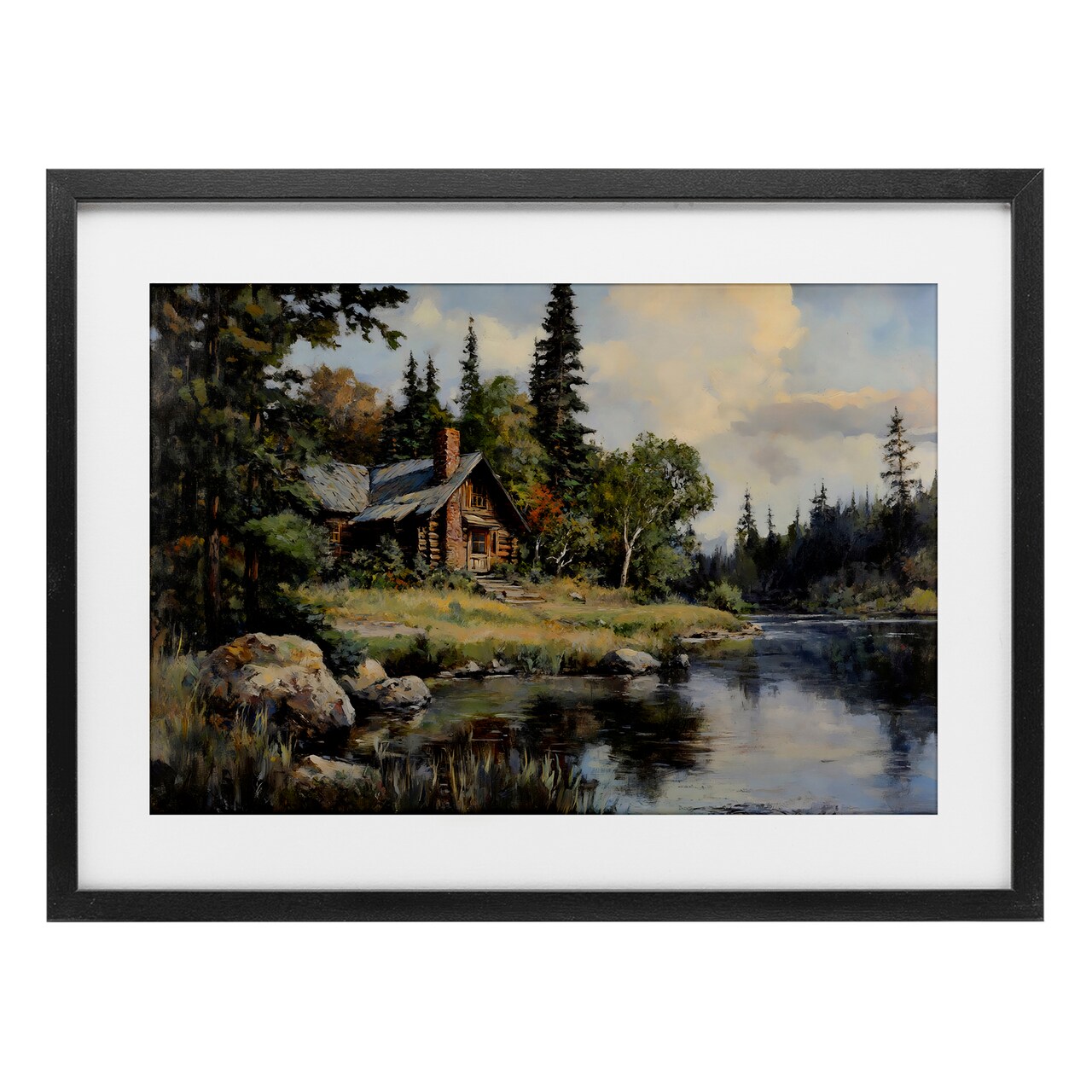 Stupell Industries Creek Cabin Woodland View Framed Print Under Glass, design by Franklyn Gregory